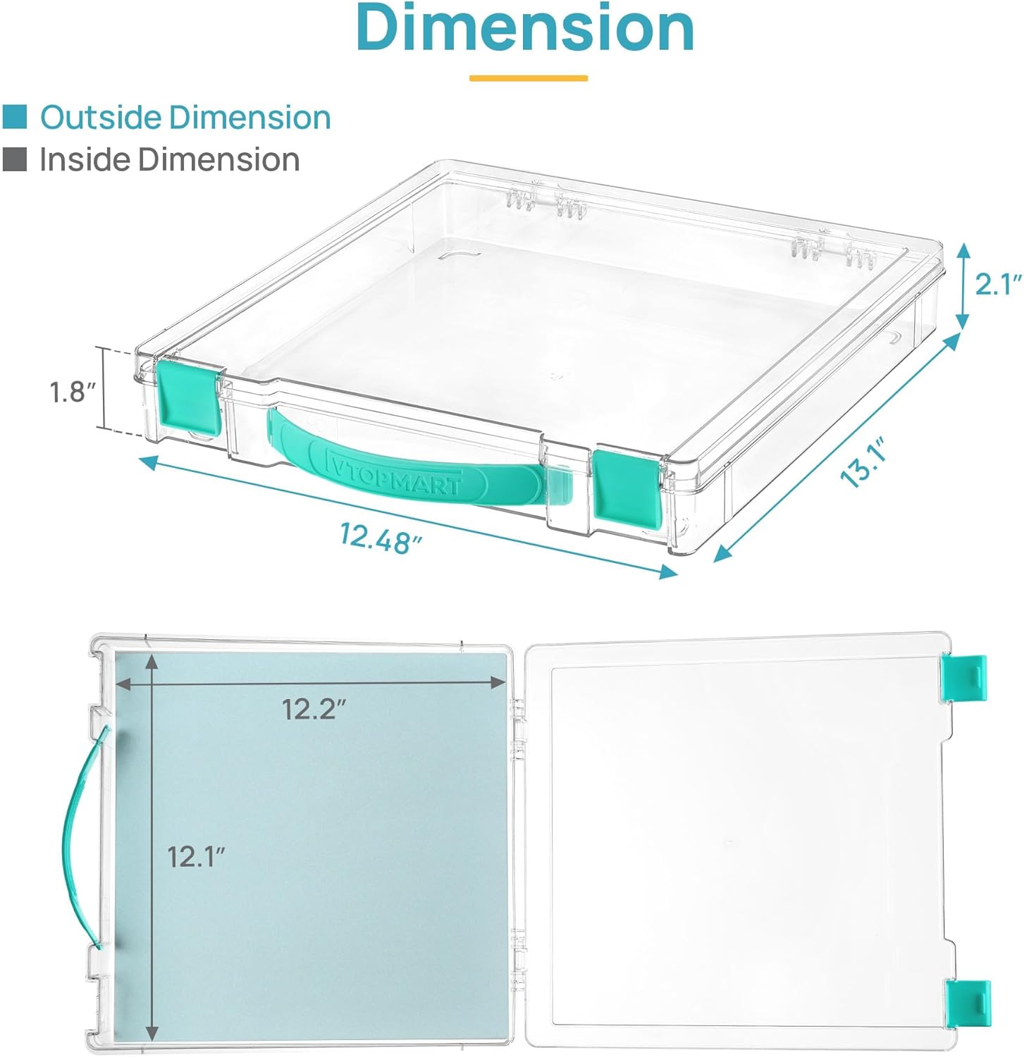 Vtopmart 3 Pack Board Game Storage with Handle and Snap-Tight Latch Lid. Craft Organizer Fit 12 x 12 Papers. Stackable Clear Storage Box for Scrapbook Storage. Art Supply Storage. Puzzle Storage - Image 2
