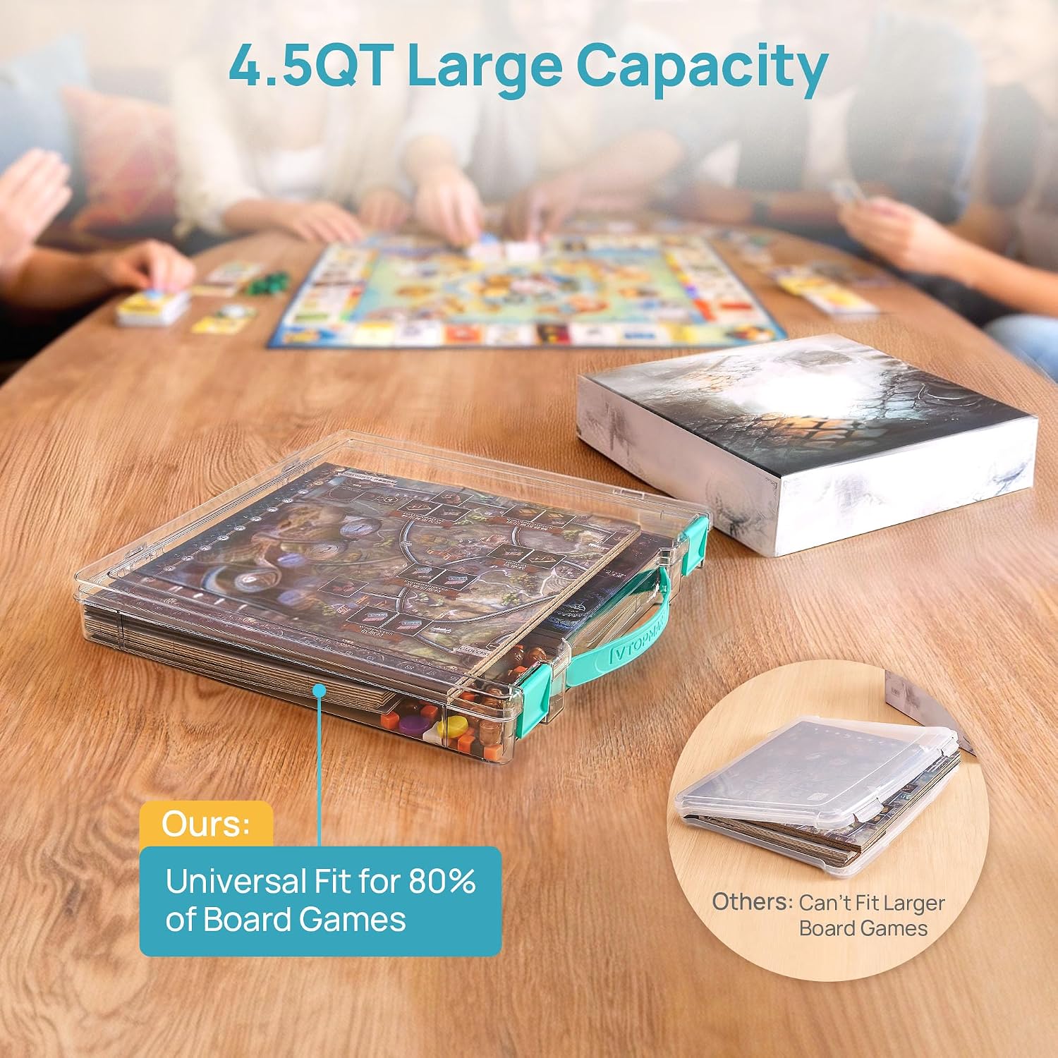 Vtopmart 3 Pack Board Game Storage with Handle and Snap-Tight Latch Lid. Craft Organizer Fit 12 x 12 Papers. Stackable Clear Storage Box for Scrapbook Storage. Art Supply Storage. Puzzle Storage - Image 3