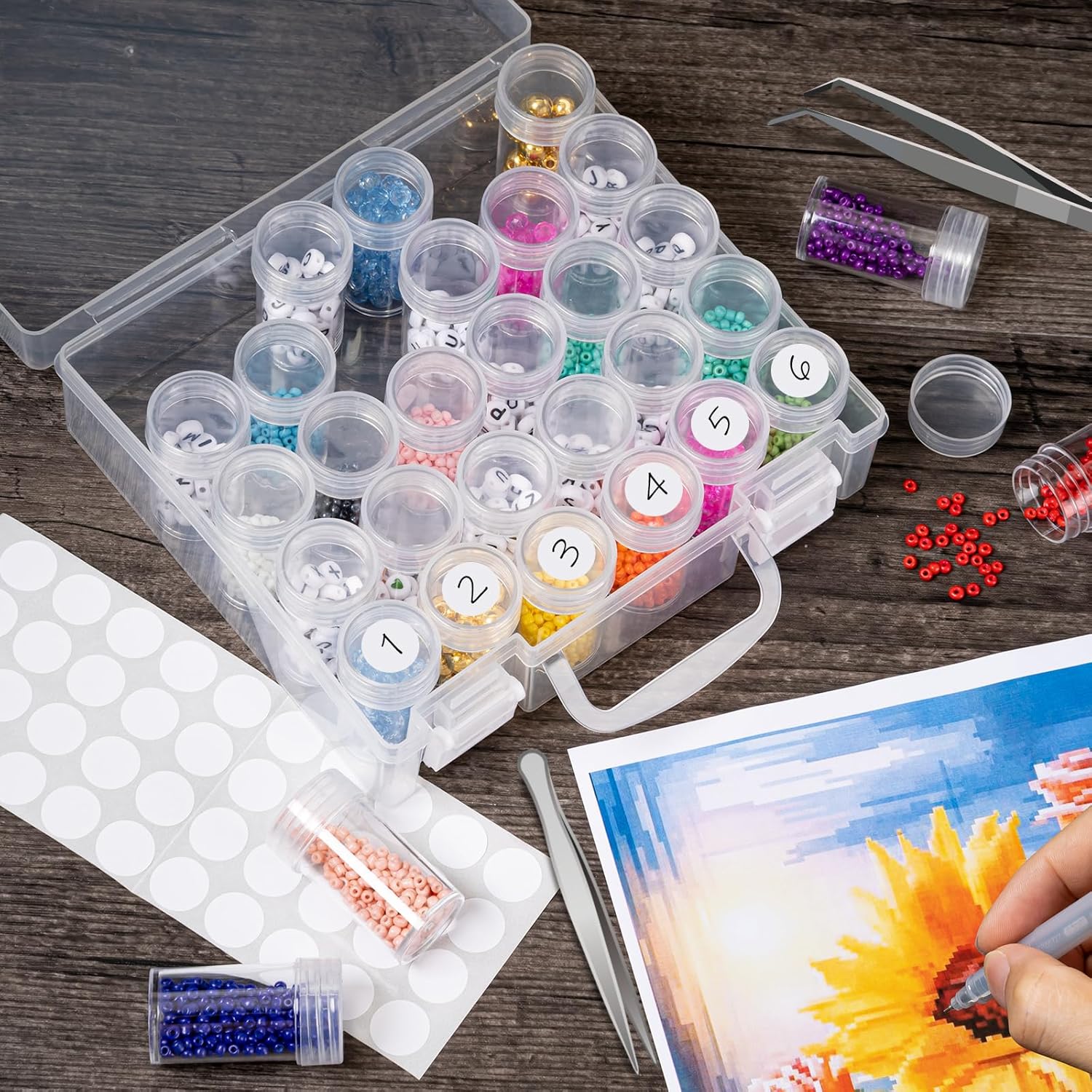 Bead Organizer. Bead Containers. 30 Grids Diamond Painting Storage Containers Clear Bead Organization Diamond Painting Accessories Small Storage Container for Beads Seeds Glitter Rhinestones (1 Pack) - Image 2