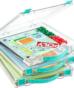 Vtopmart 3 Pack Board Game Storage with Handle and Snap-Tight Latch Lid. Craft Organizer Fit 12 x 12 Papers. Stackable Clear Storage Box for Scrapbook Storage. Art Supply Storage. Puzzle Storage