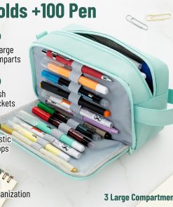 Alternative view of Mr. Pen- High Capacity Pencil Case. Large Pencil Pouch with 3 Compartments and 2 Pockets. Large Pencil Bag with Smooth Zipper. Cute Pencil Case Pouch Organizer. School Supplies for Teens