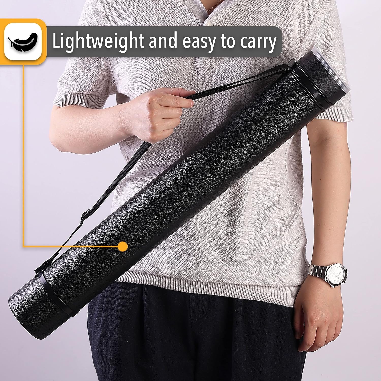 Mr. Pen- Poster Storage Tube with Strap. 25-40 Extendable | for Blueprints. Art work. Maps. Posters. Documents. Portable Durable Round Storage Cases with Lids - Image 6